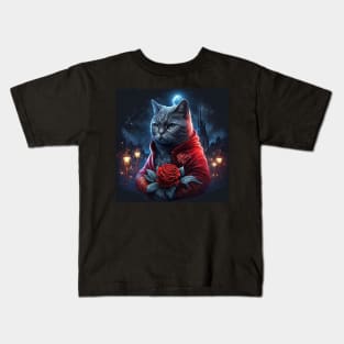 British Shorthair And Red Rose Kids T-Shirt